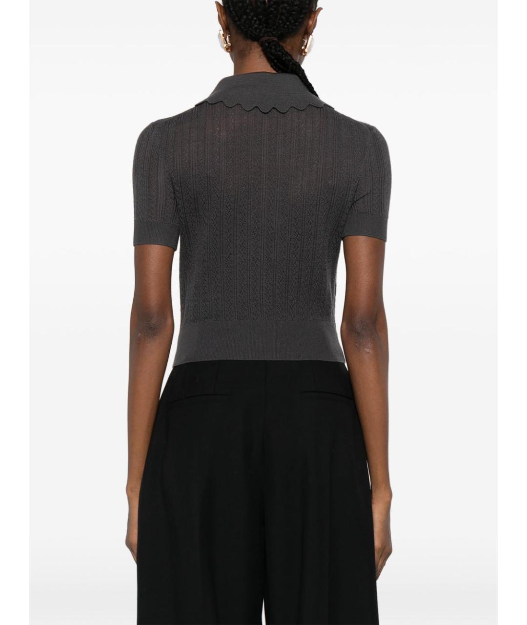 SELF-PORTRAIT Серая хлопковая футболка, фото 5