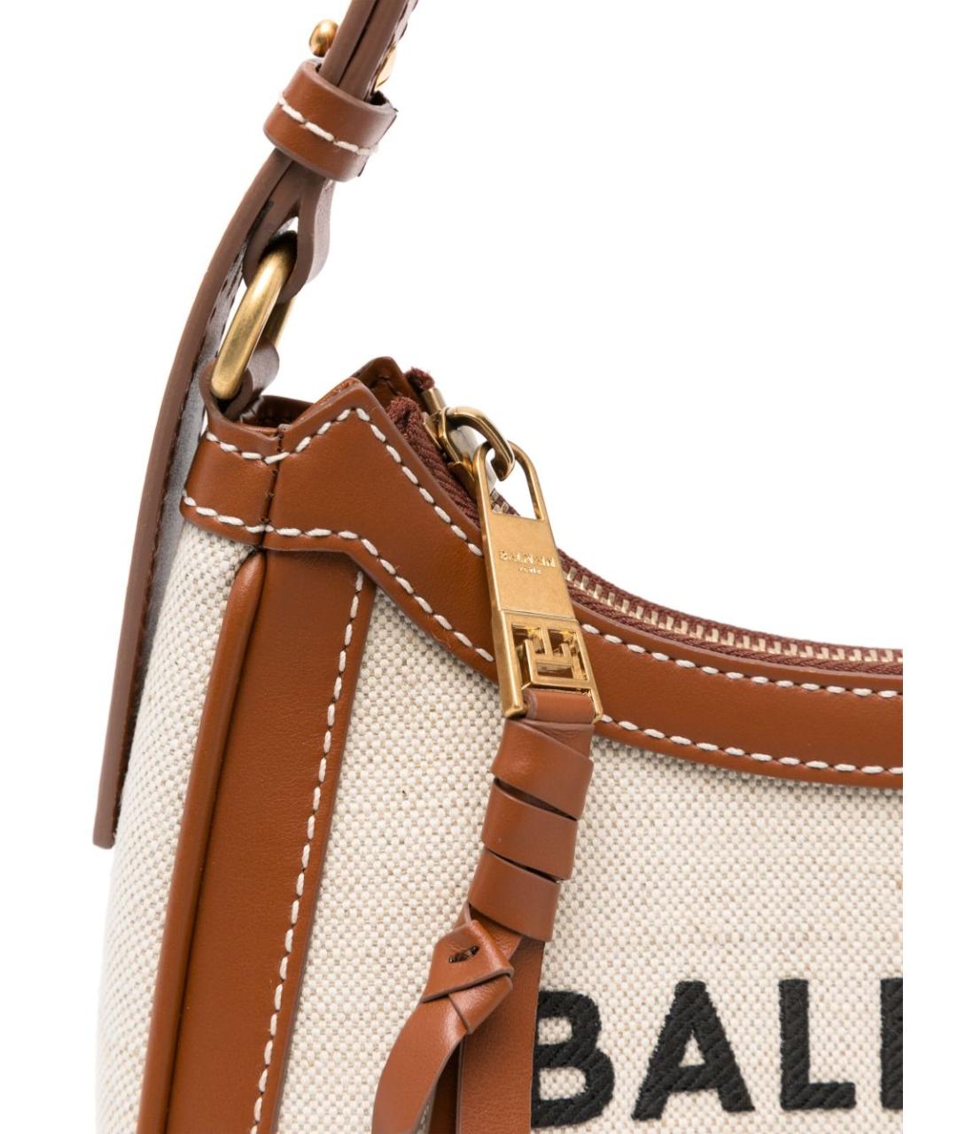 BALMAIN Бежевая тканевая сумка через плечо, фото 4