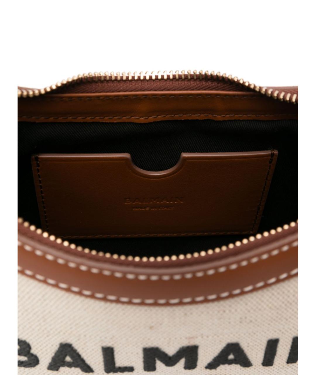 BALMAIN Бежевая тканевая сумка через плечо, фото 3