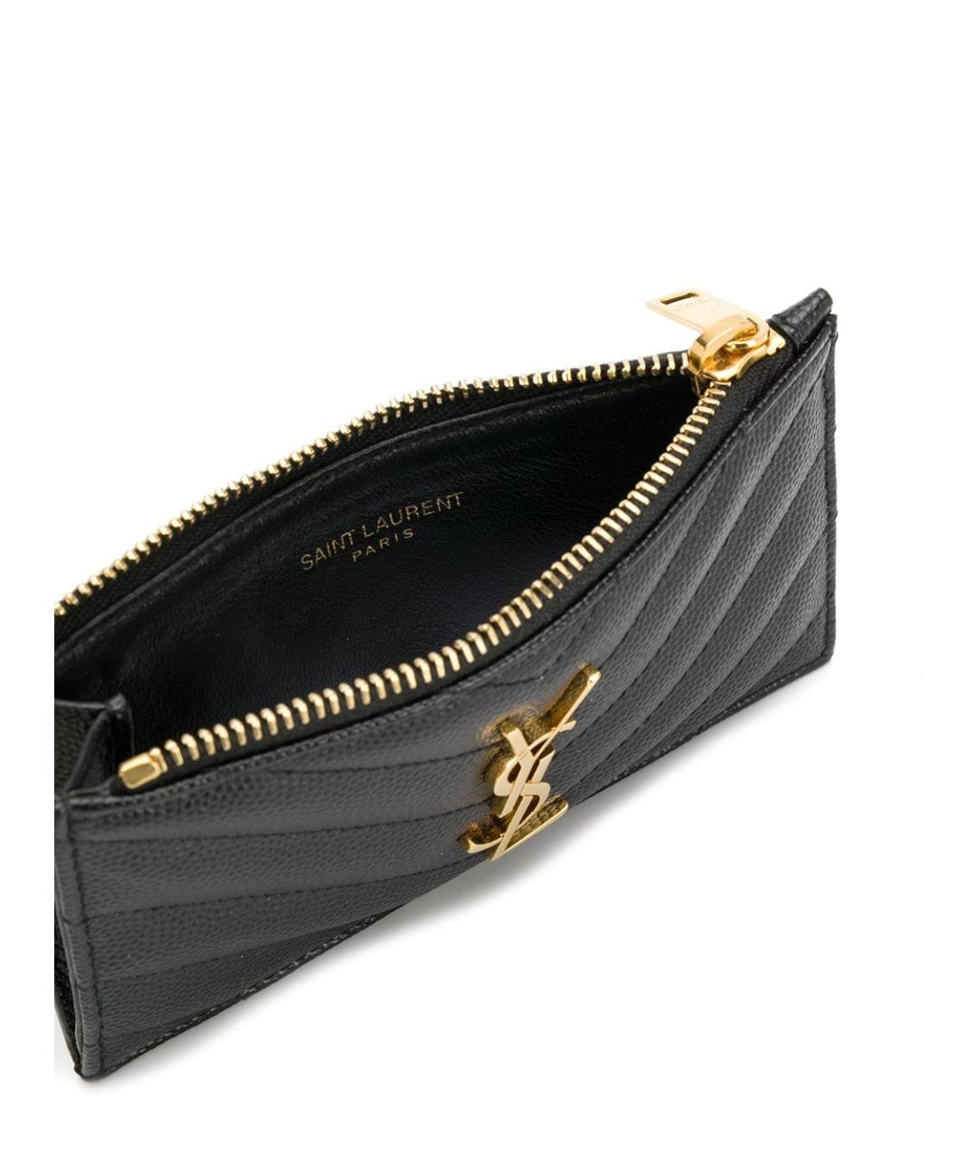 SAINT LAURENT Черный кожаный кошелек, фото 3