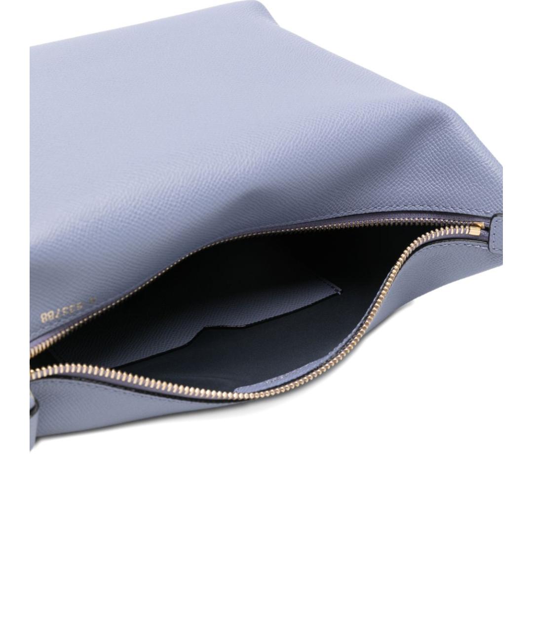 VALEXTRA Голубая кожаная сумка с короткими ручками, фото 2