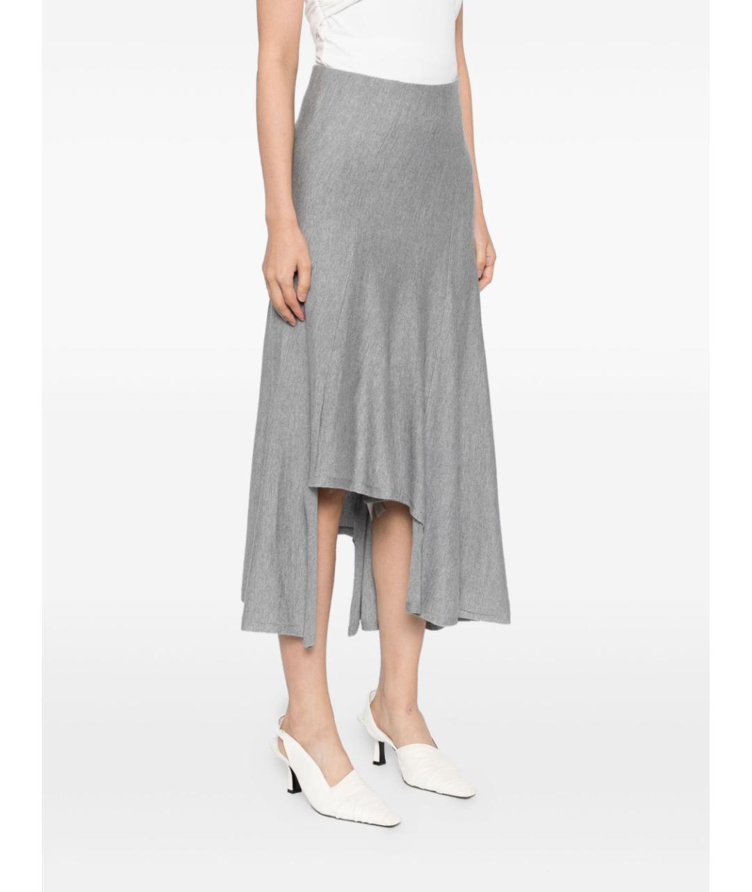 KHAITE Серая шерстяная юбка миди, фото 4