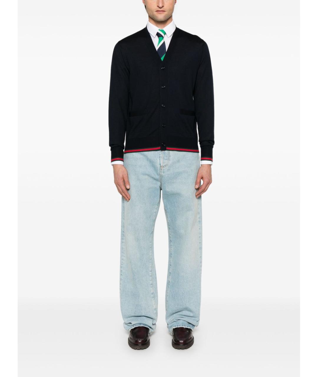 GUCCI Темно-синий шерстяной кардиган, фото 2