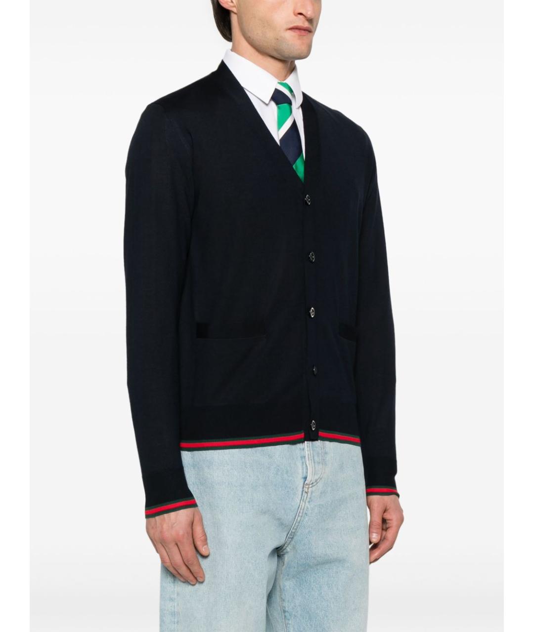 GUCCI Темно-синий шерстяной кардиган, фото 3