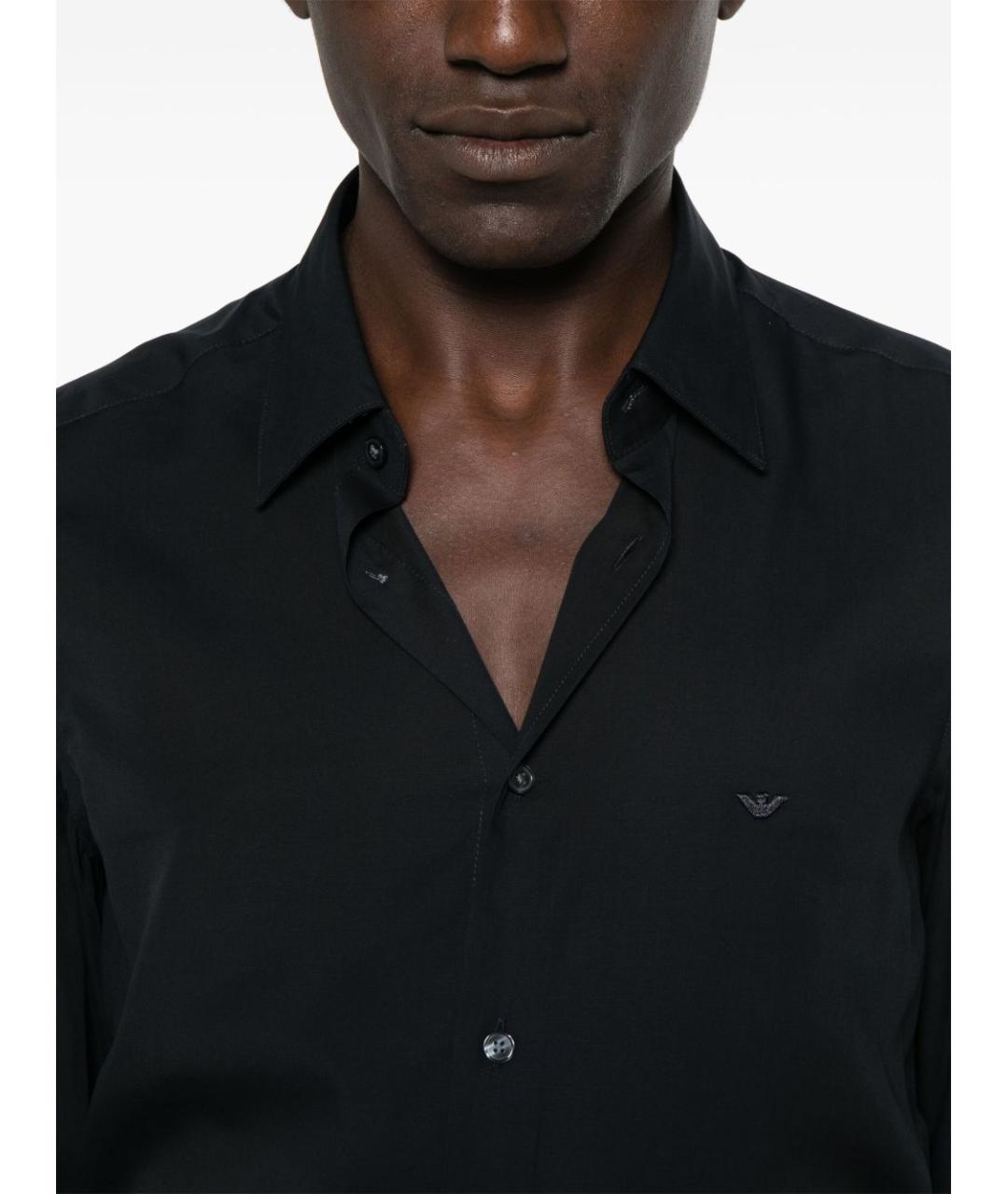 EMPORIO ARMANI Черная хлопковая кэжуал рубашка, фото 2