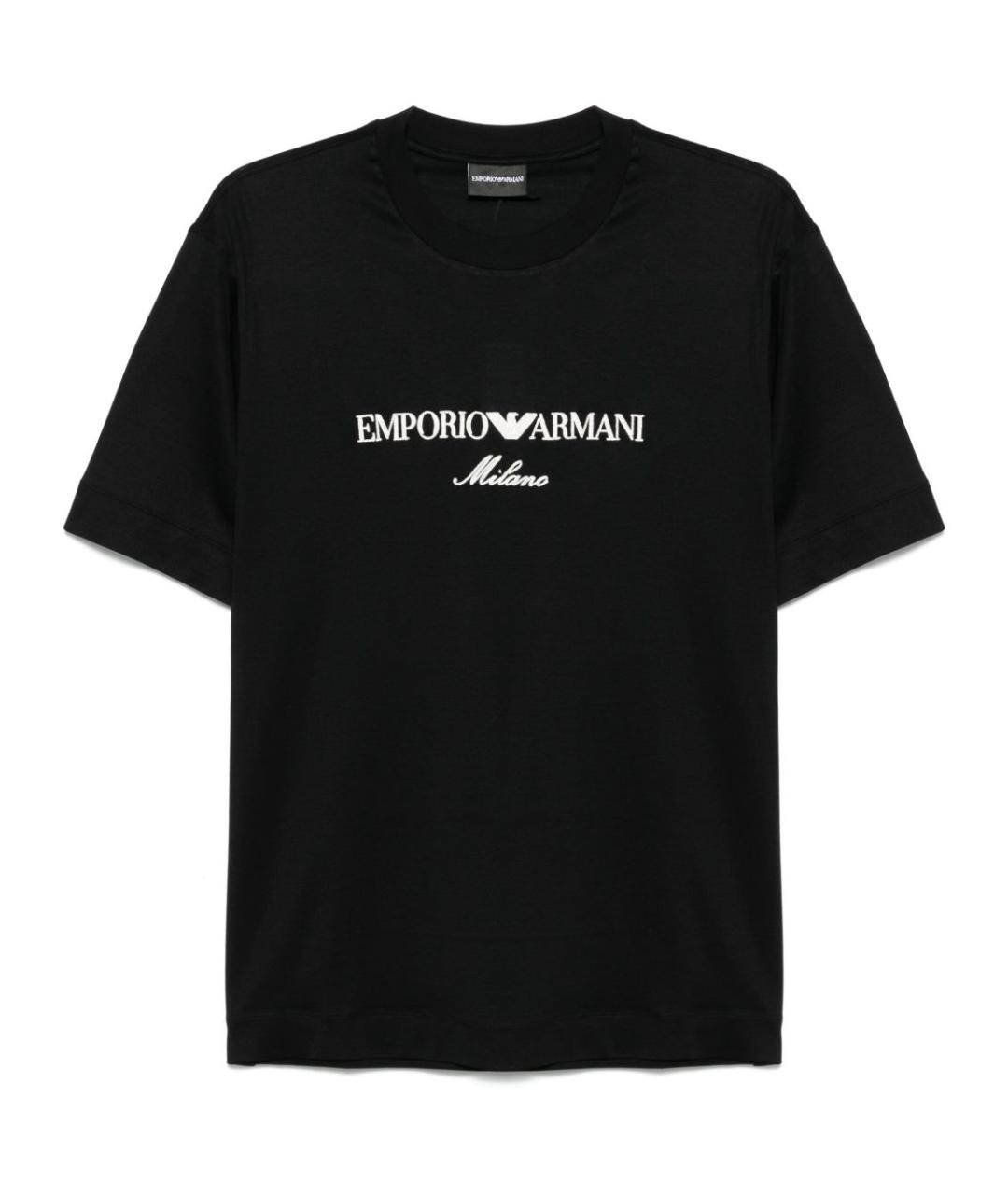 EMPORIO ARMANI Черная хлопковая футболка, фото 1