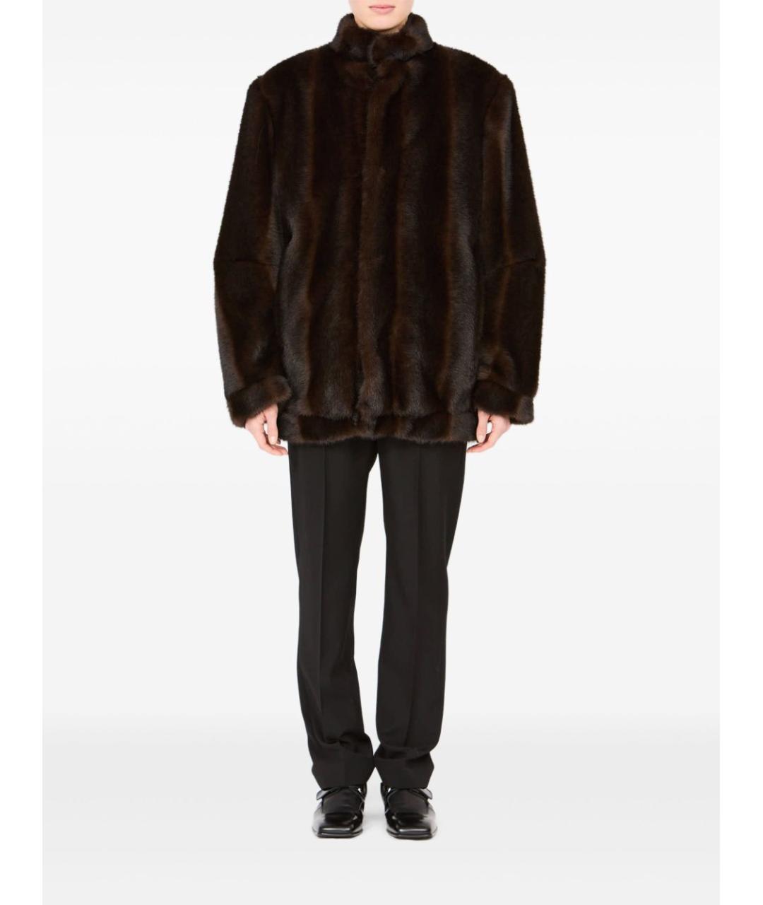 MM6 MAISON MARGIELA Коричневая полиэстеровая шуба, фото 5