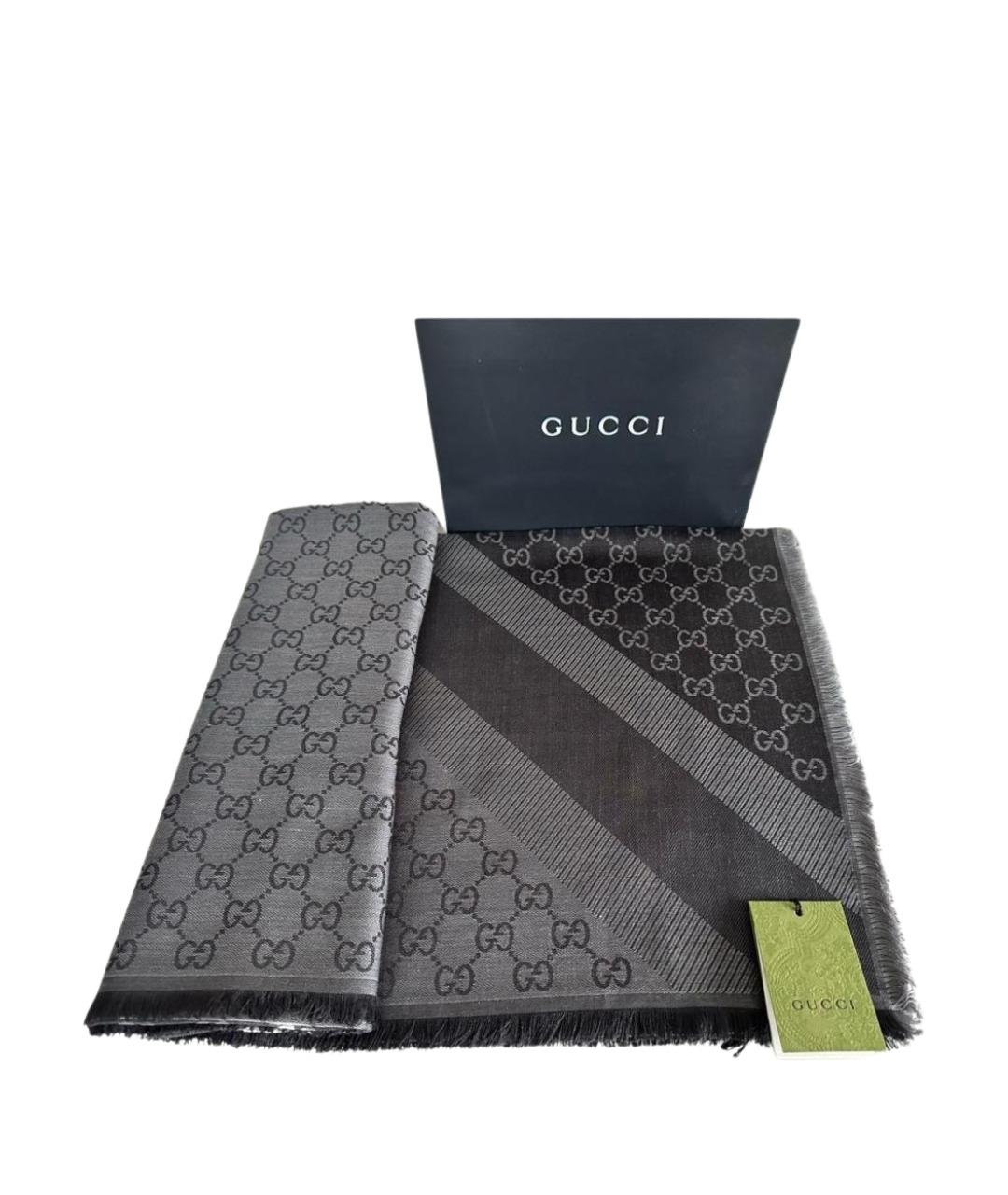 GUCCI Серый шерстяной платок, фото 9