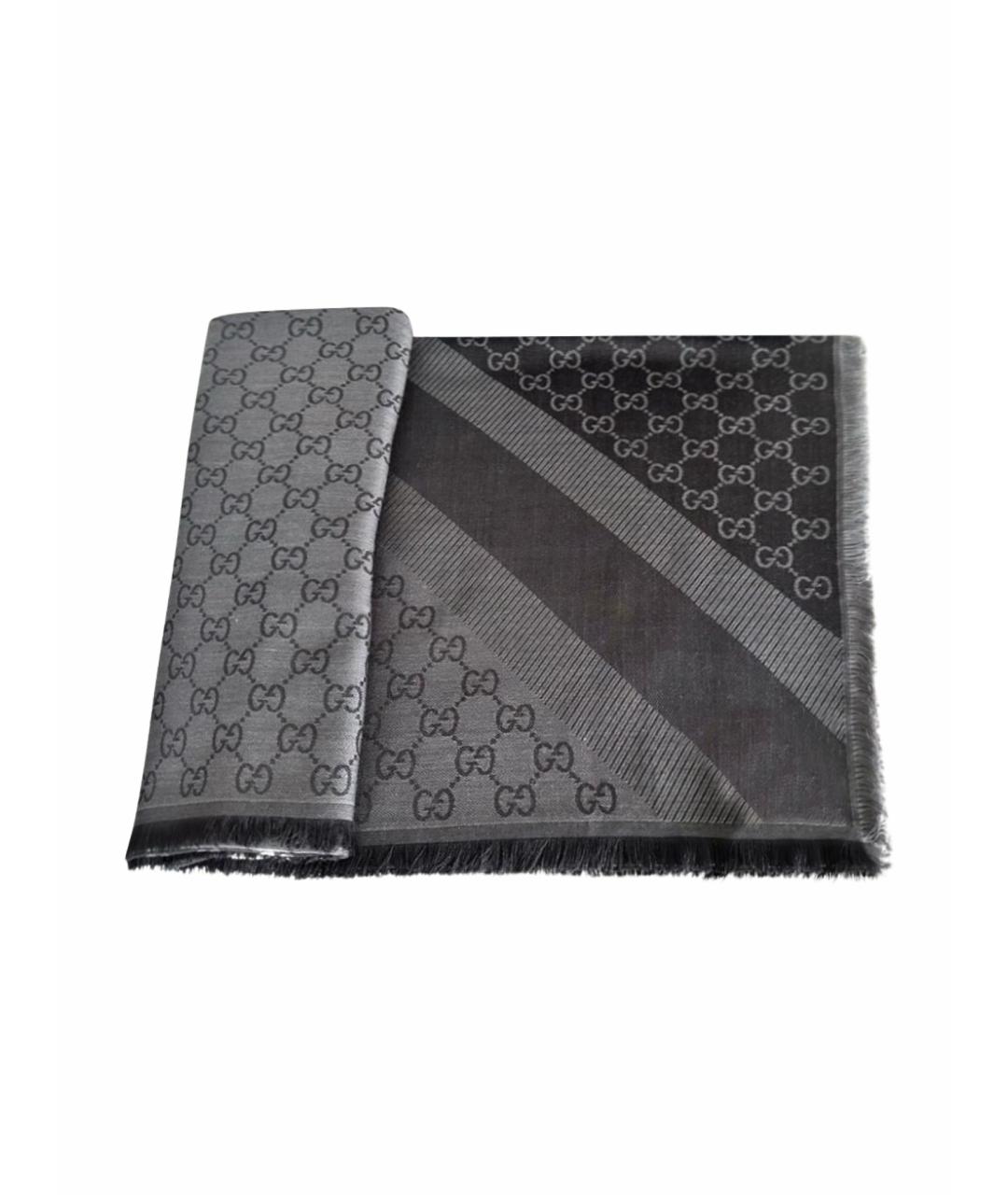 GUCCI Серый шерстяной платок, фото 1