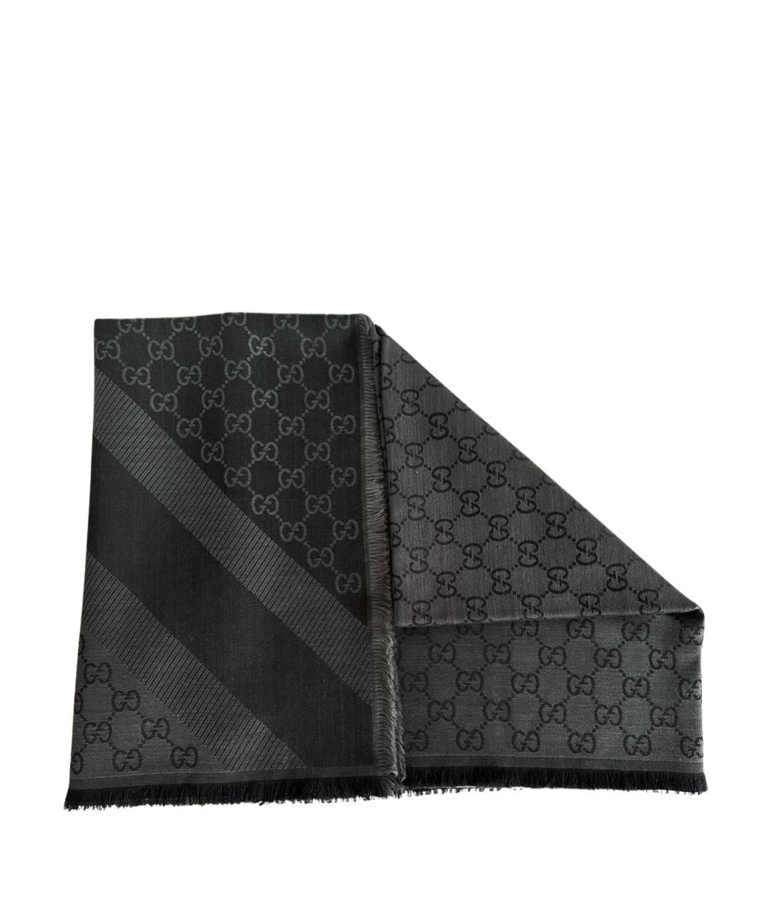 GUCCI Антрацитовый шерстяной шарф, фото 1