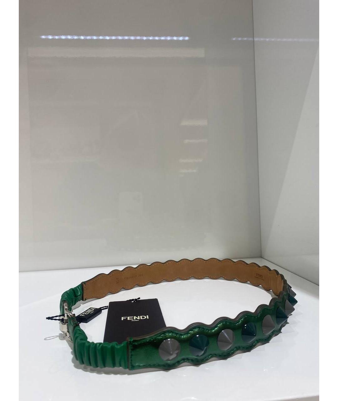 FENDI Зеленый кожаный ремень, фото 3