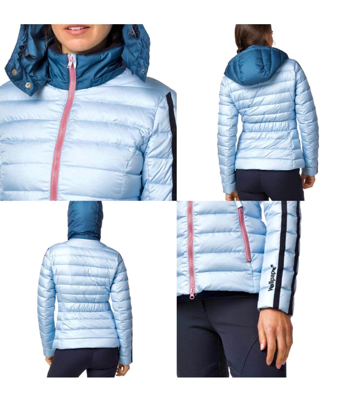 MONCLER Голубой полиамидовый пуховик, фото 3