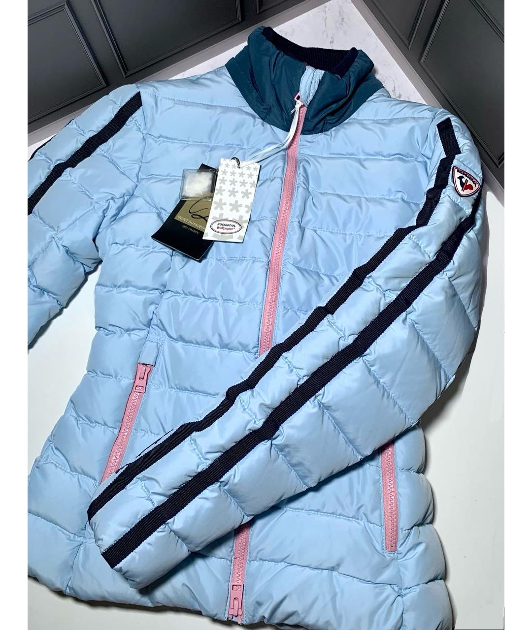 MONCLER Голубой полиамидовый пуховик, фото 5