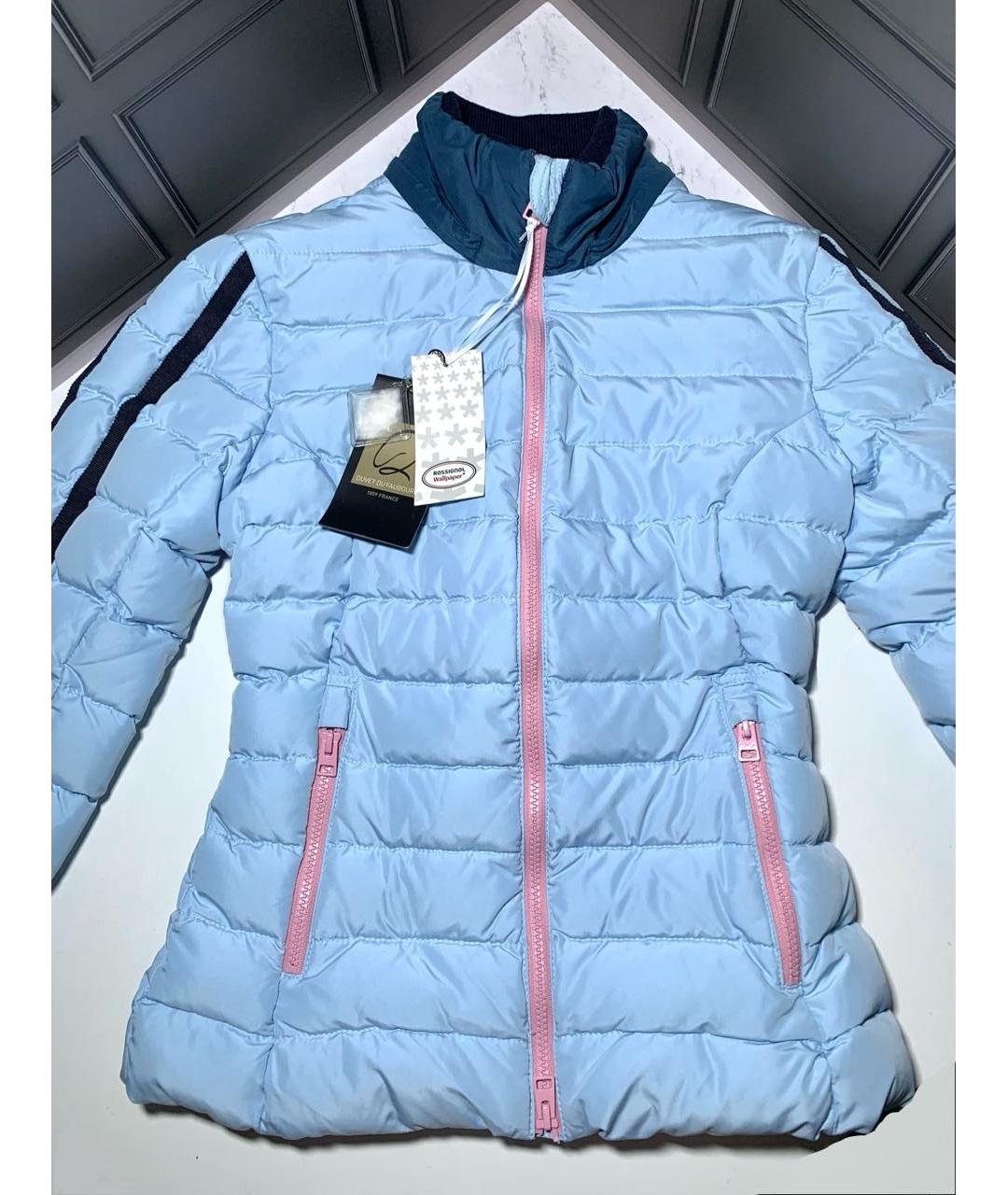 MONCLER Голубой полиамидовый пуховик, фото 6