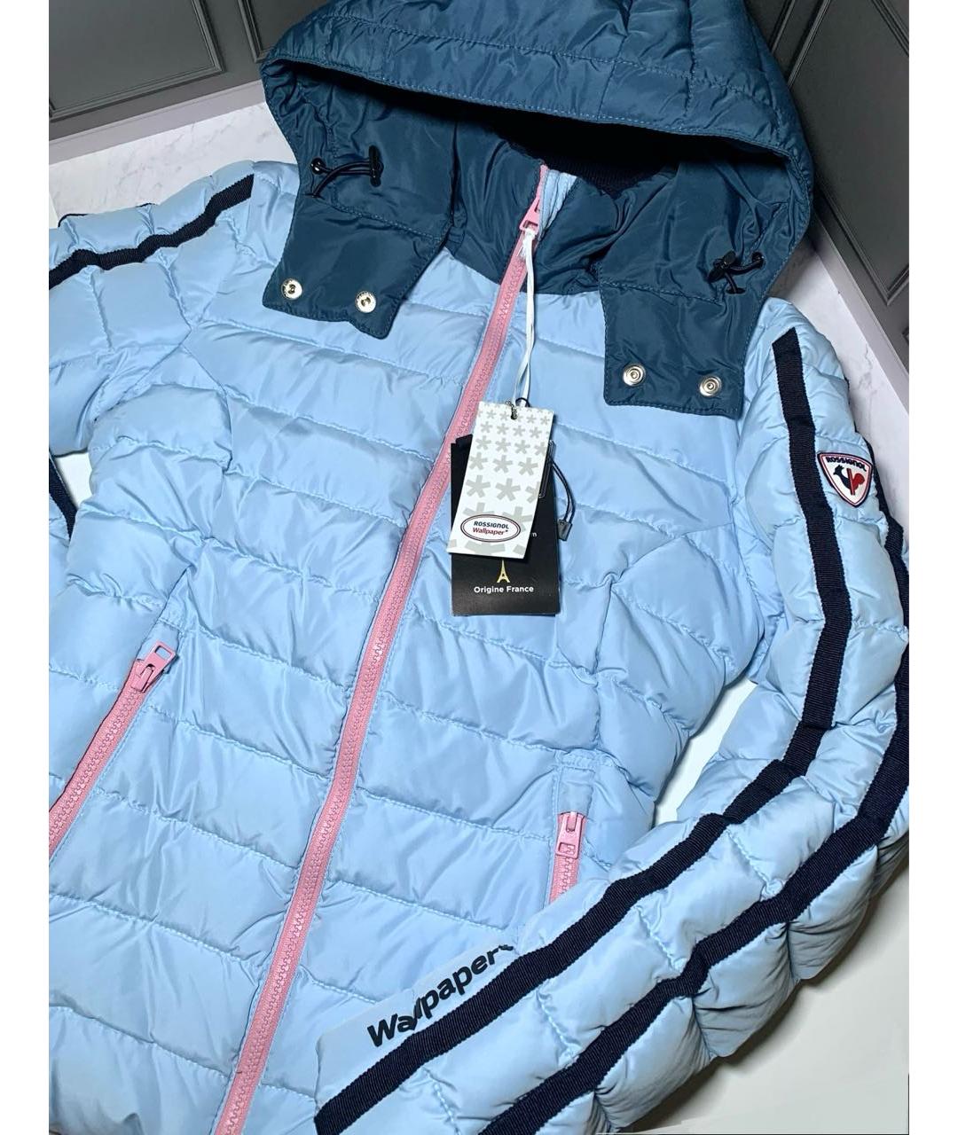 MONCLER Голубой полиамидовый пуховик, фото 4