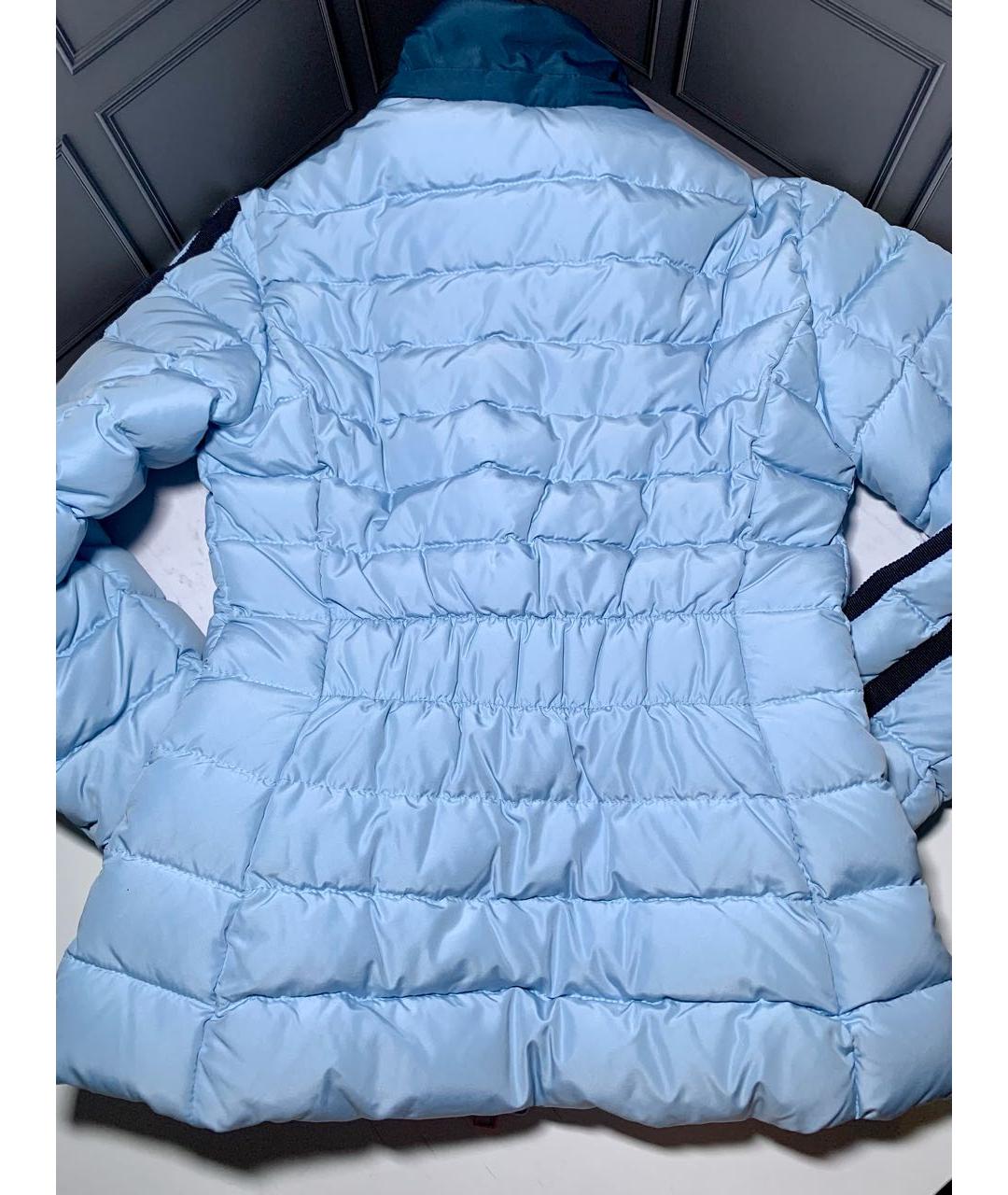MONCLER Голубой полиамидовый пуховик, фото 7