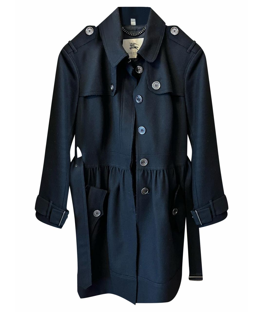 BURBERRY Черное шерстяное пальто, фото 1