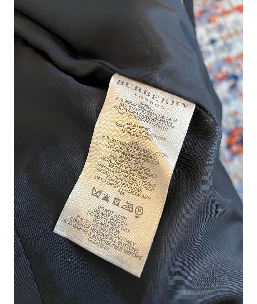 BURBERRY Черное шерстяное пальто, фото 5