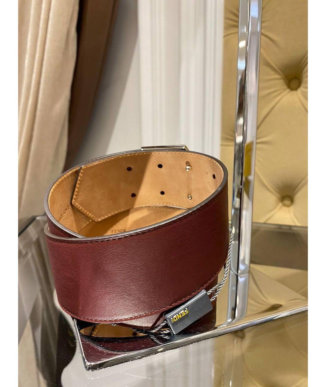 FENDI Бордовый кожаный ремень, фото 4
