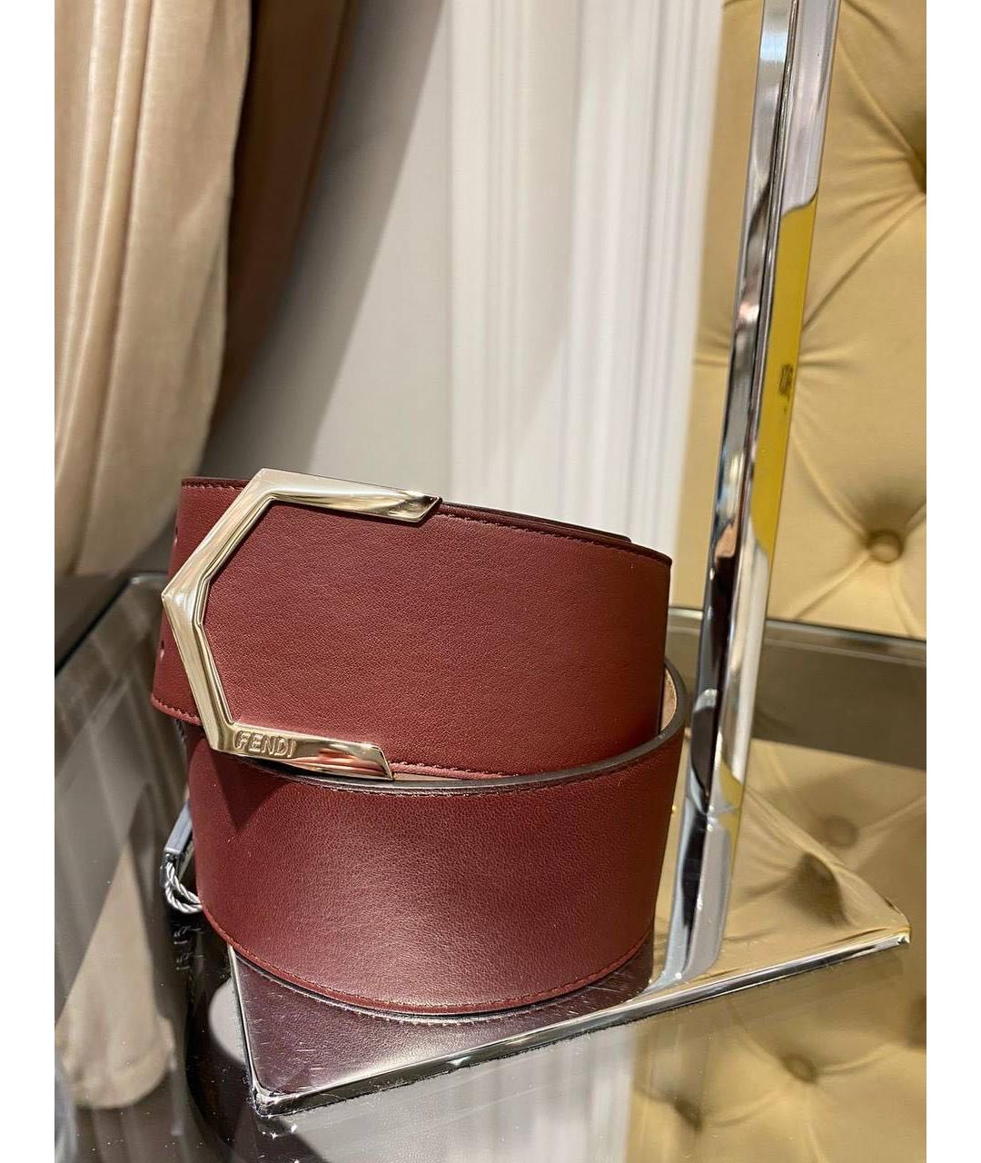 FENDI Бордовый кожаный ремень, фото 2