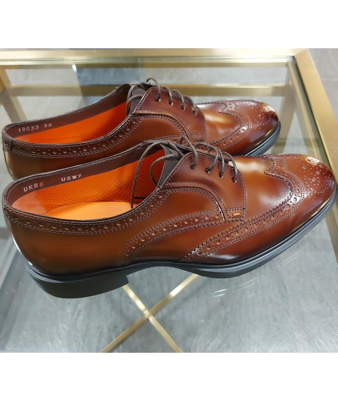 SANTONI Коричневые кожаные туфли, фото 5