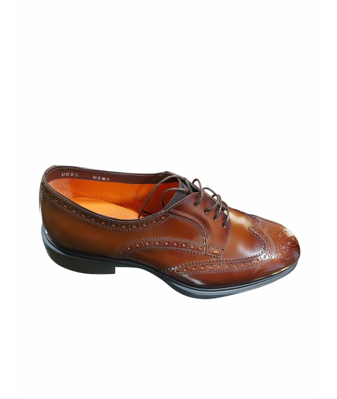 SANTONI Коричневые кожаные туфли, фото 1