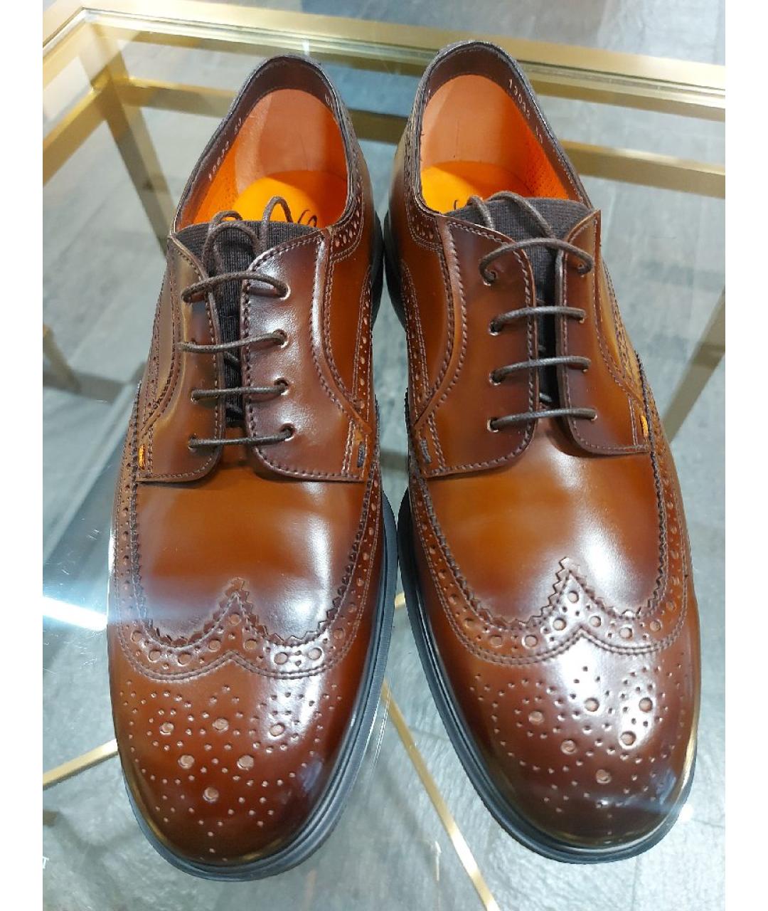 SANTONI Коричневые кожаные туфли, фото 2