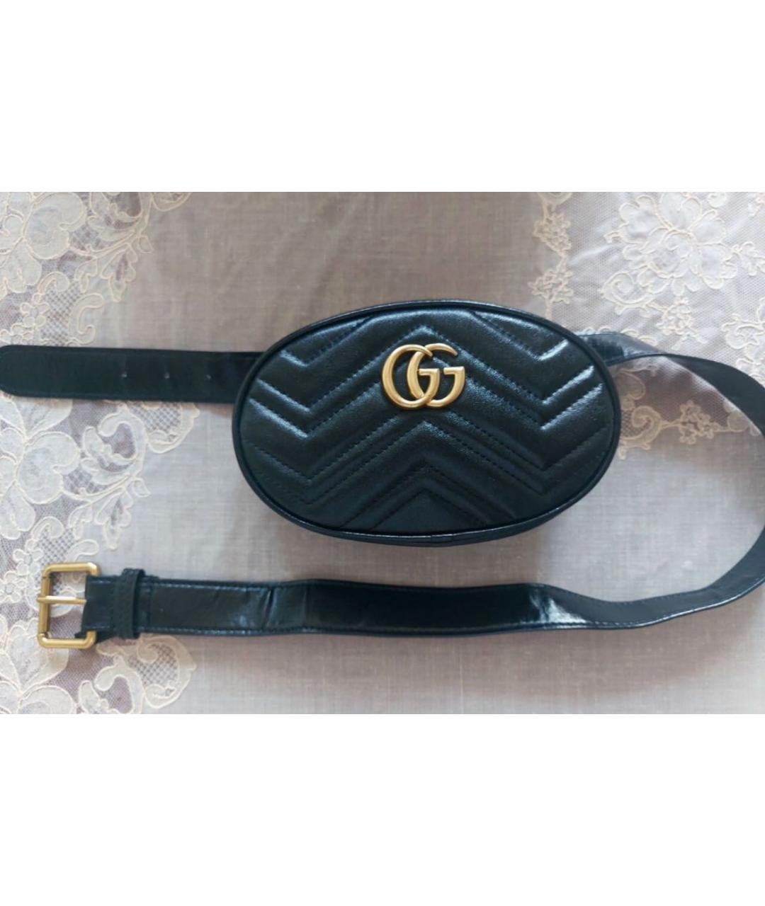 GUCCI Черная кожаная поясная сумка, фото 2