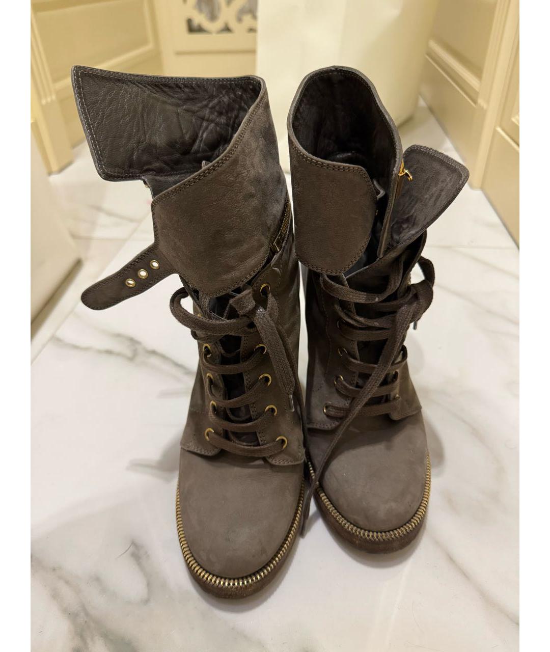 SERGIO ROSSI Серые замшевые ботильоны, фото 2