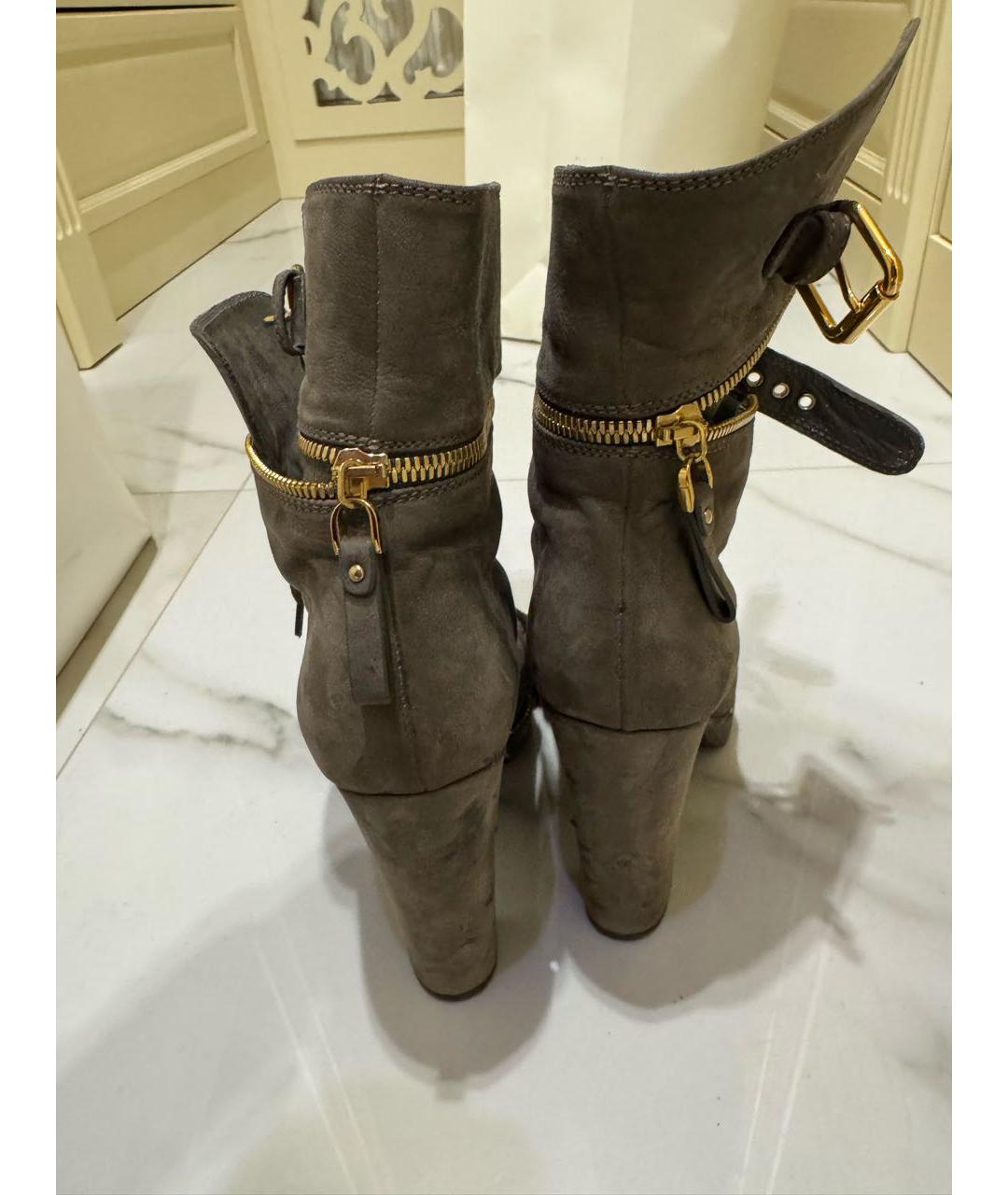 SERGIO ROSSI Серые замшевые ботильоны, фото 3