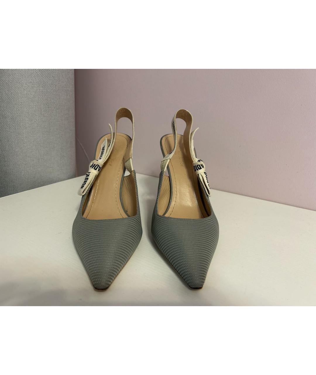 CHRISTIAN DIOR Серые текстильные туфли, фото 2