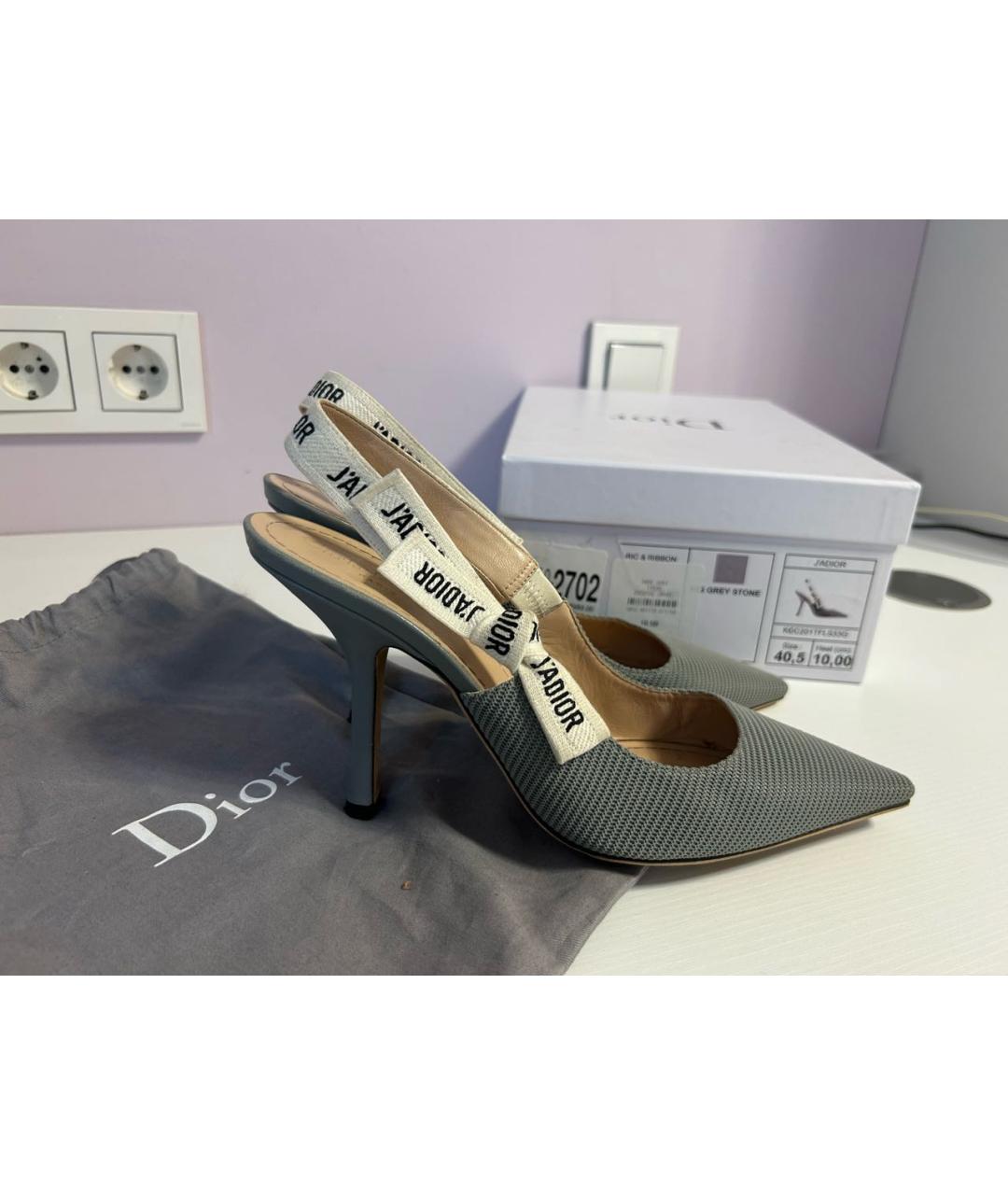 CHRISTIAN DIOR Серые текстильные туфли, фото 5