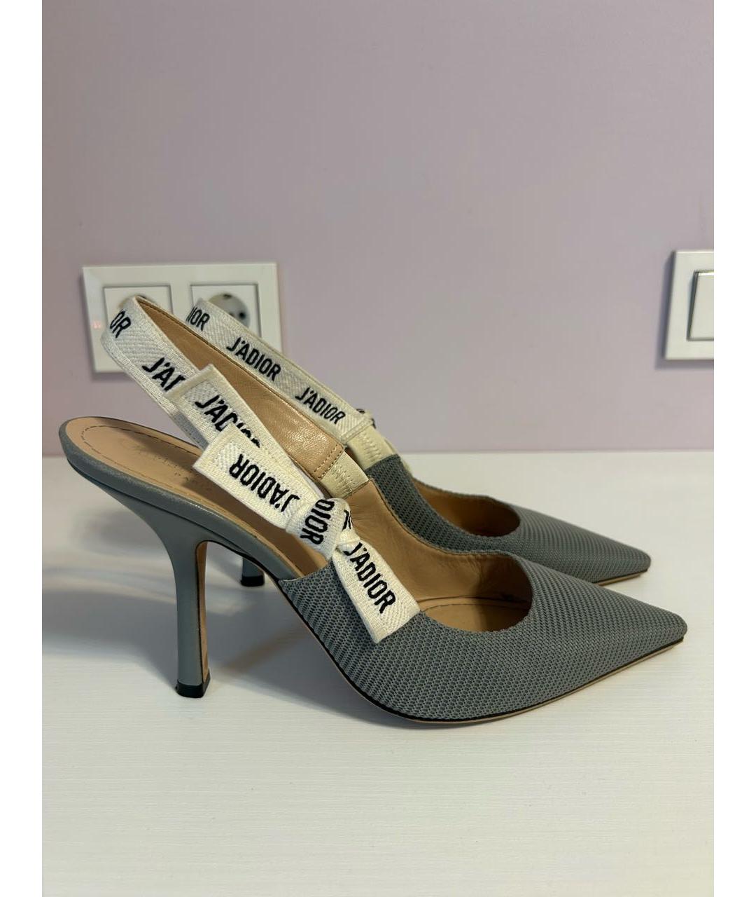 CHRISTIAN DIOR Серые текстильные туфли, фото 6