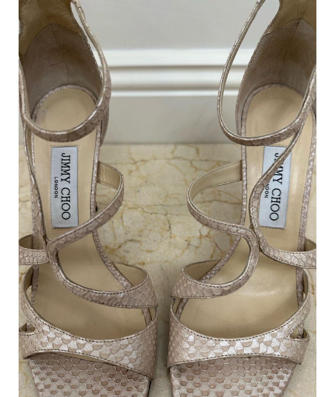 JIMMY CHOO Бежевые кожаные босоножки, фото 5