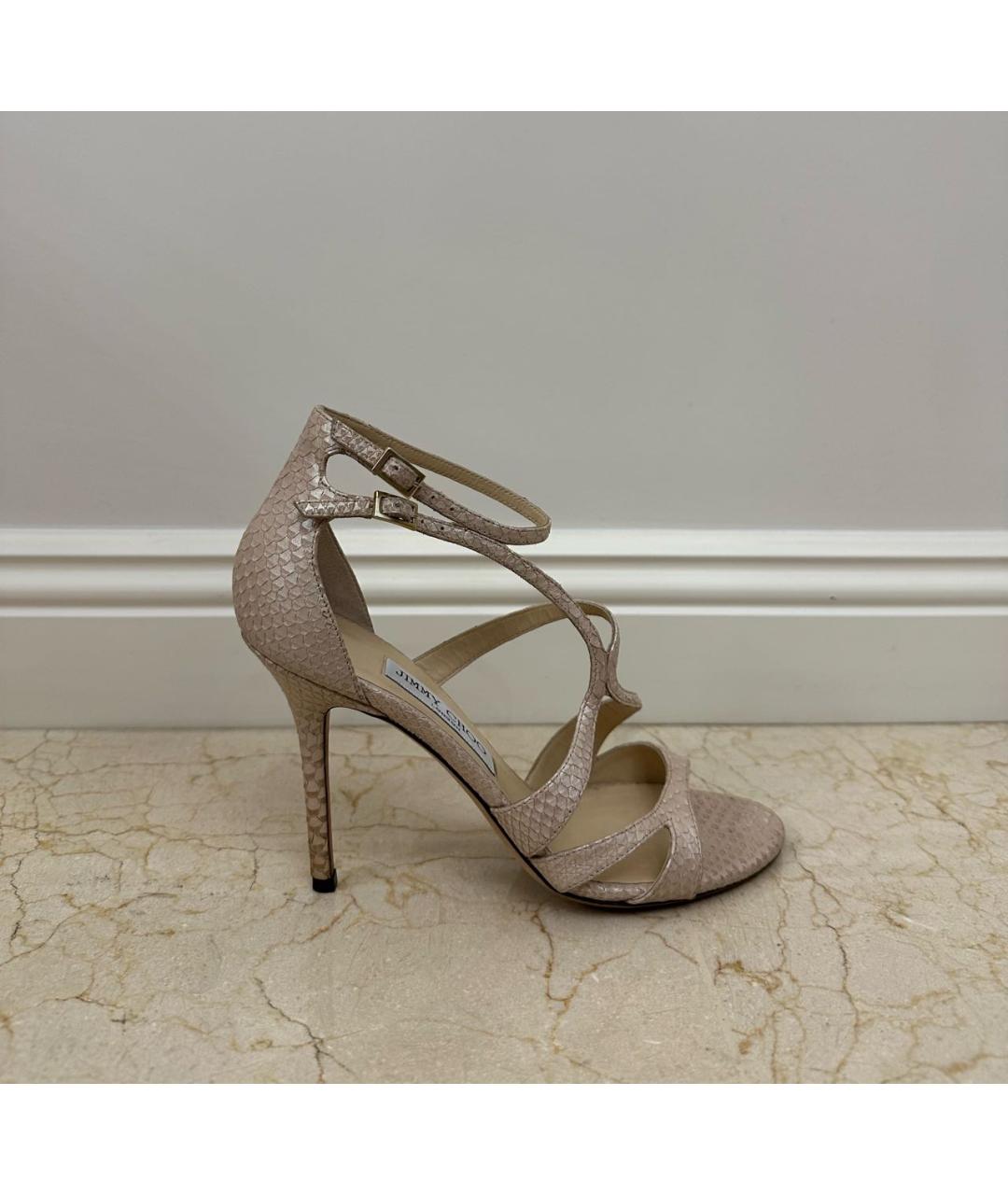 JIMMY CHOO Бежевые кожаные босоножки, фото 7