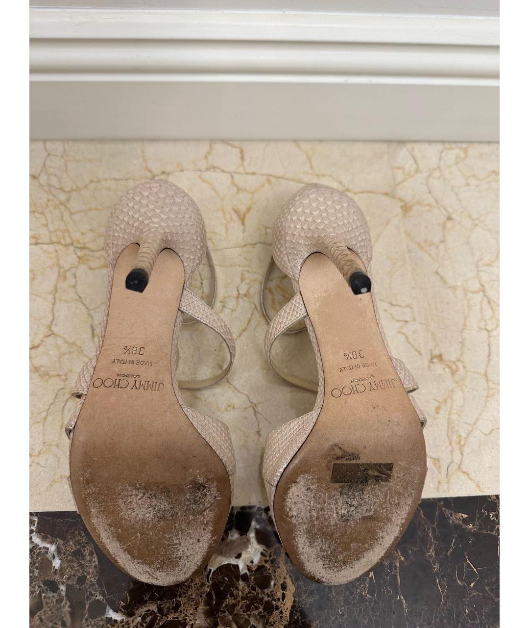 JIMMY CHOO Бежевые кожаные босоножки, фото 6