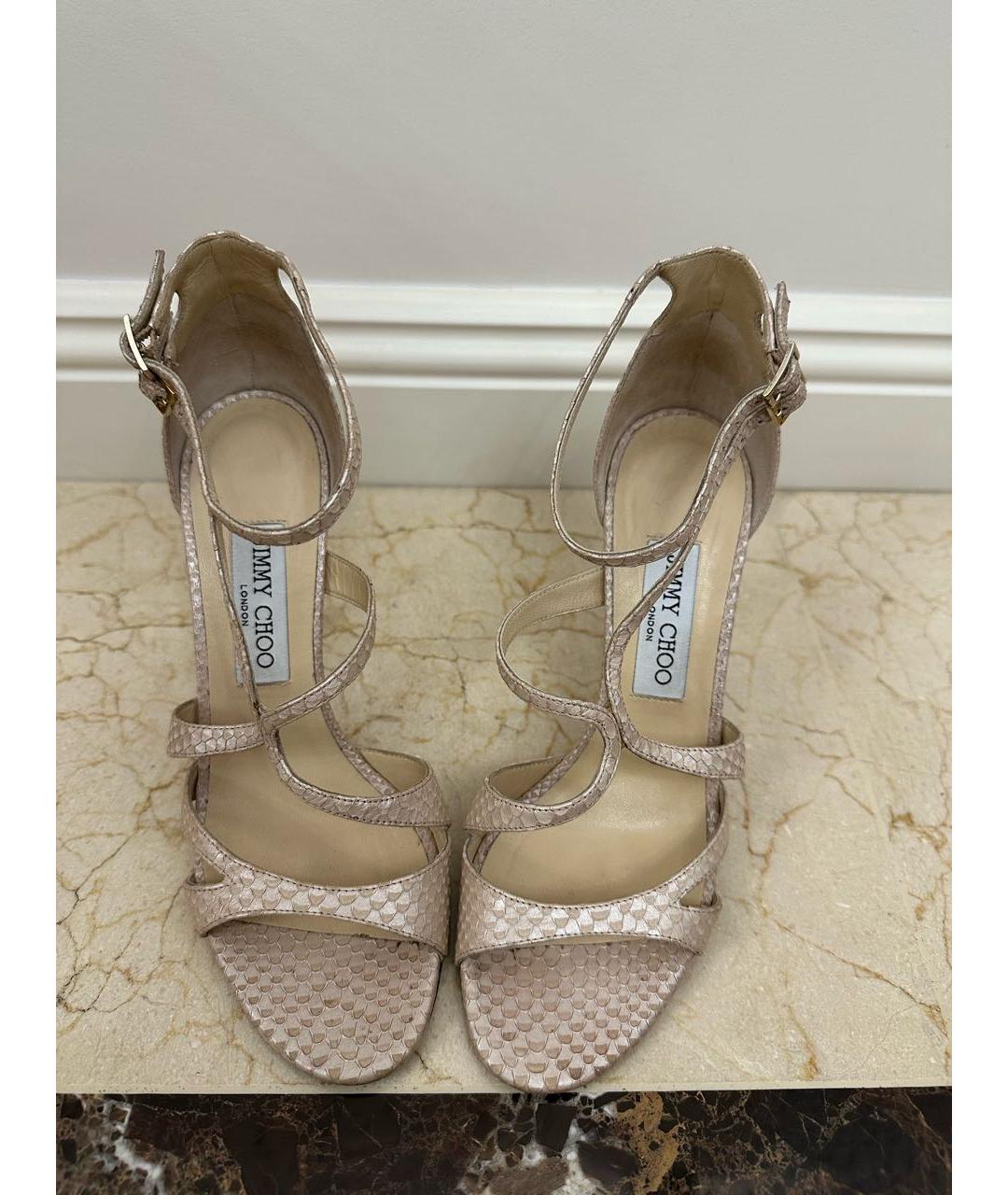 JIMMY CHOO Бежевые кожаные босоножки, фото 4