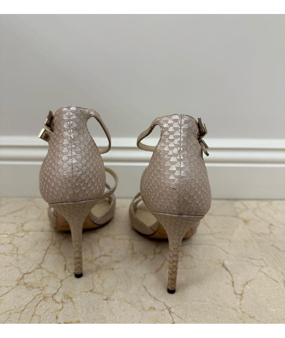 JIMMY CHOO Бежевые кожаные босоножки, фото 2