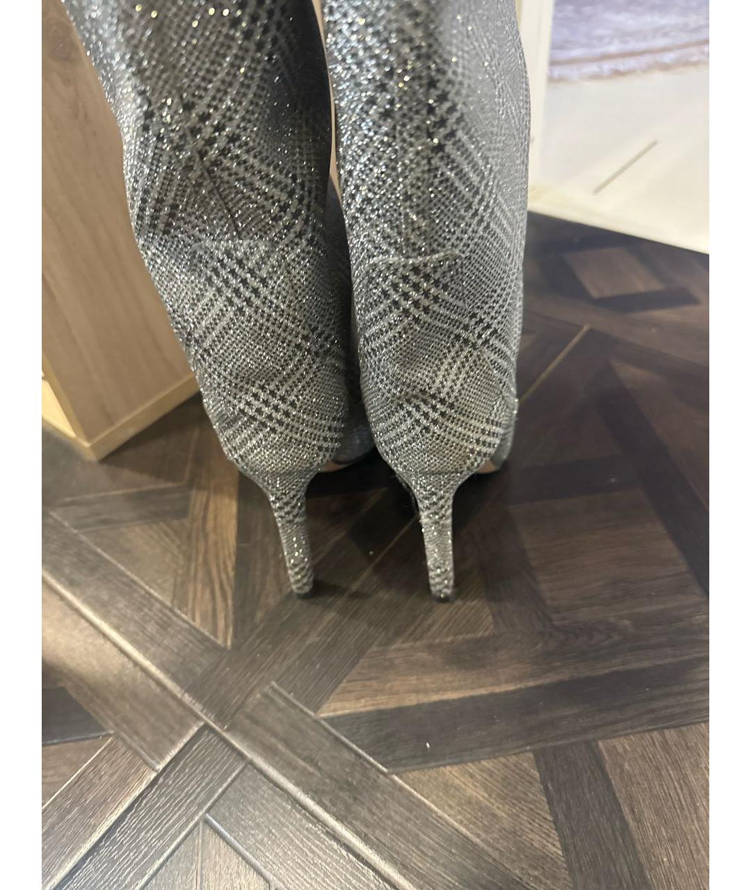 JIMMY CHOO Серебряные текстильные сапоги, фото 4