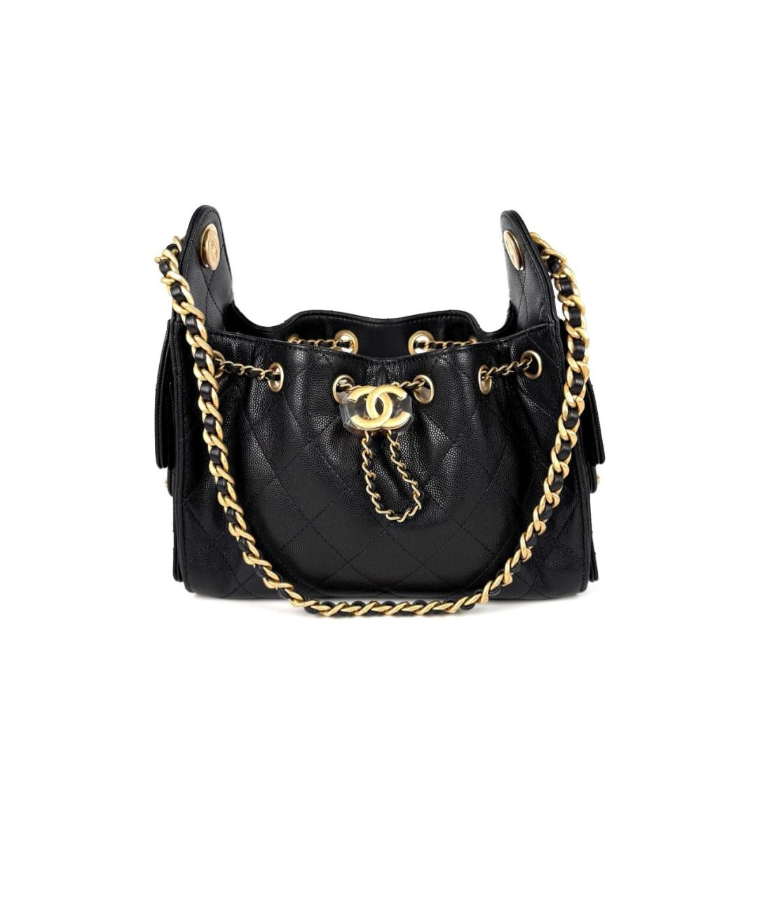 CHANEL Черная кожаная сумка тоут, фото 7