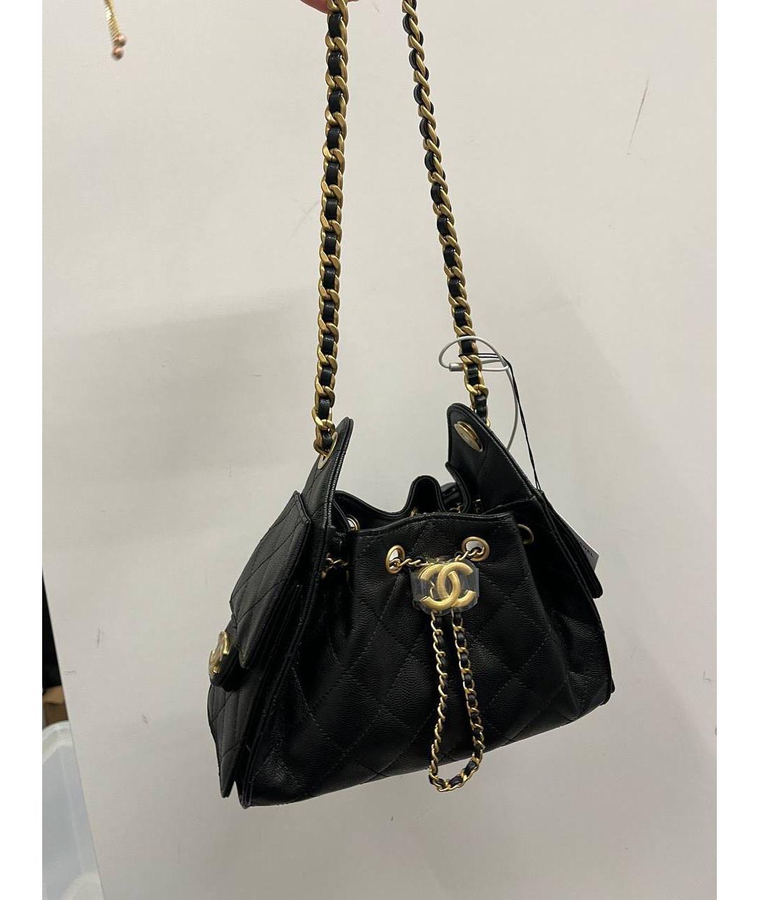 CHANEL Черная кожаная сумка тоут, фото 4