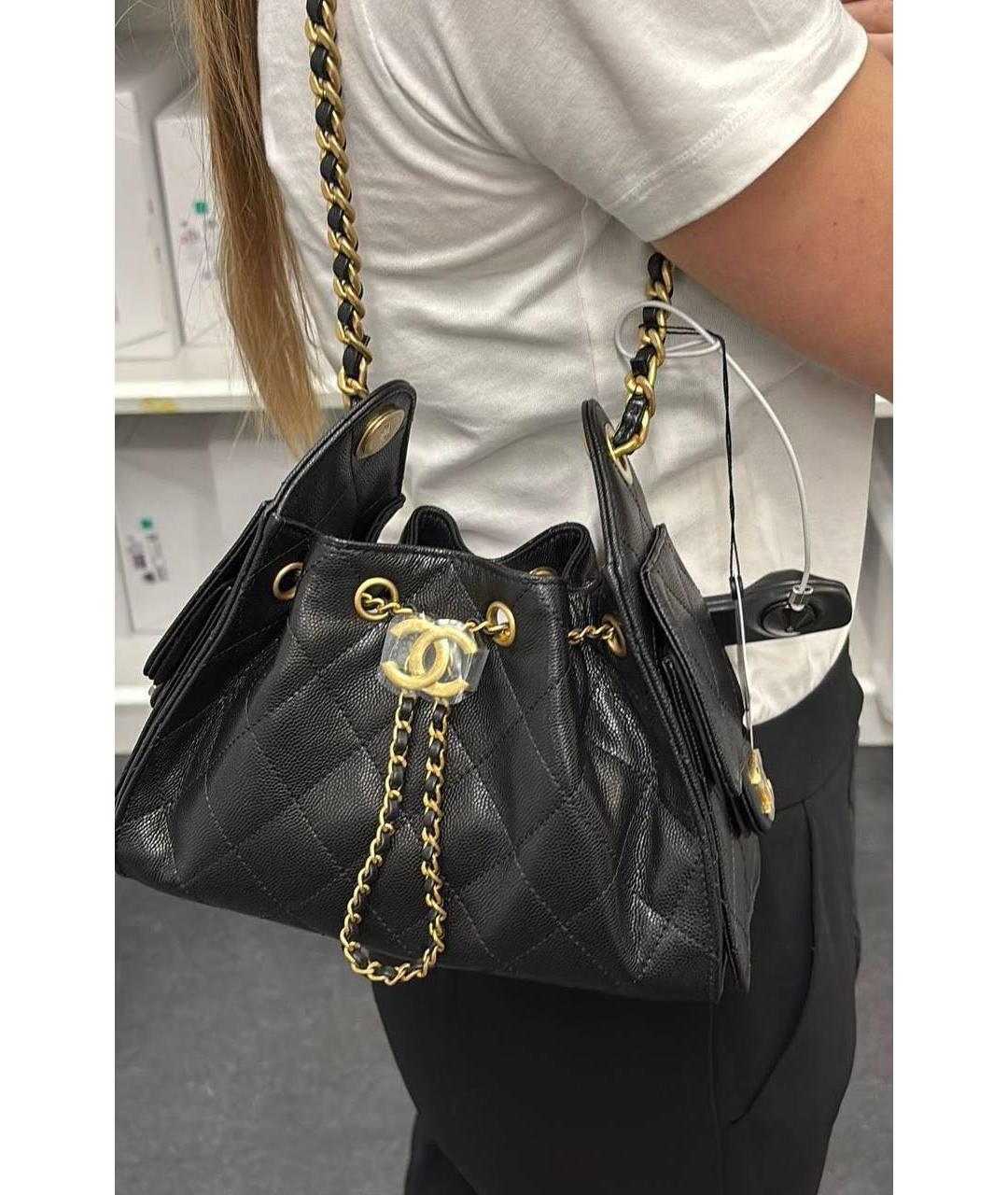 CHANEL Черная кожаная сумка тоут, фото 3