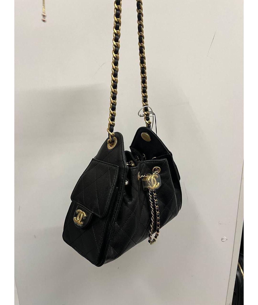 CHANEL Черная кожаная сумка тоут, фото 5