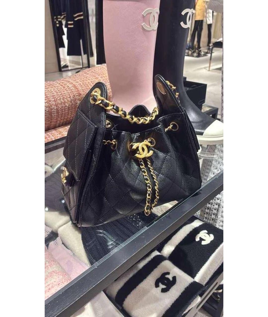 CHANEL Черная кожаная сумка тоут, фото 2