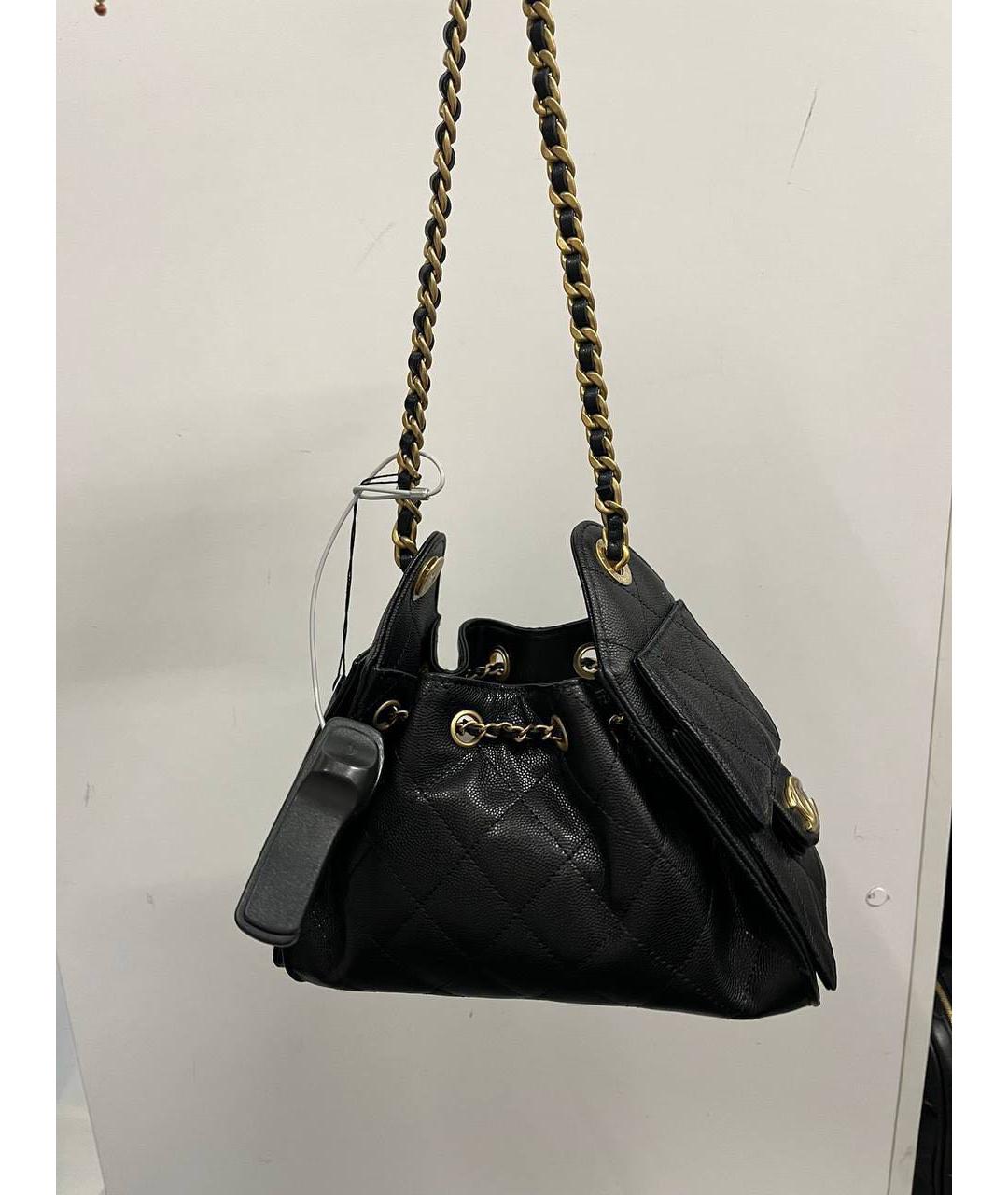 CHANEL Черная кожаная сумка тоут, фото 6