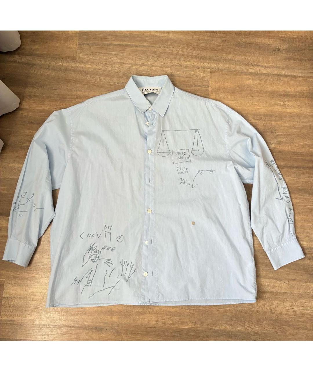 ETUDES Голубая хлопковая кэжуал рубашка, фото 3