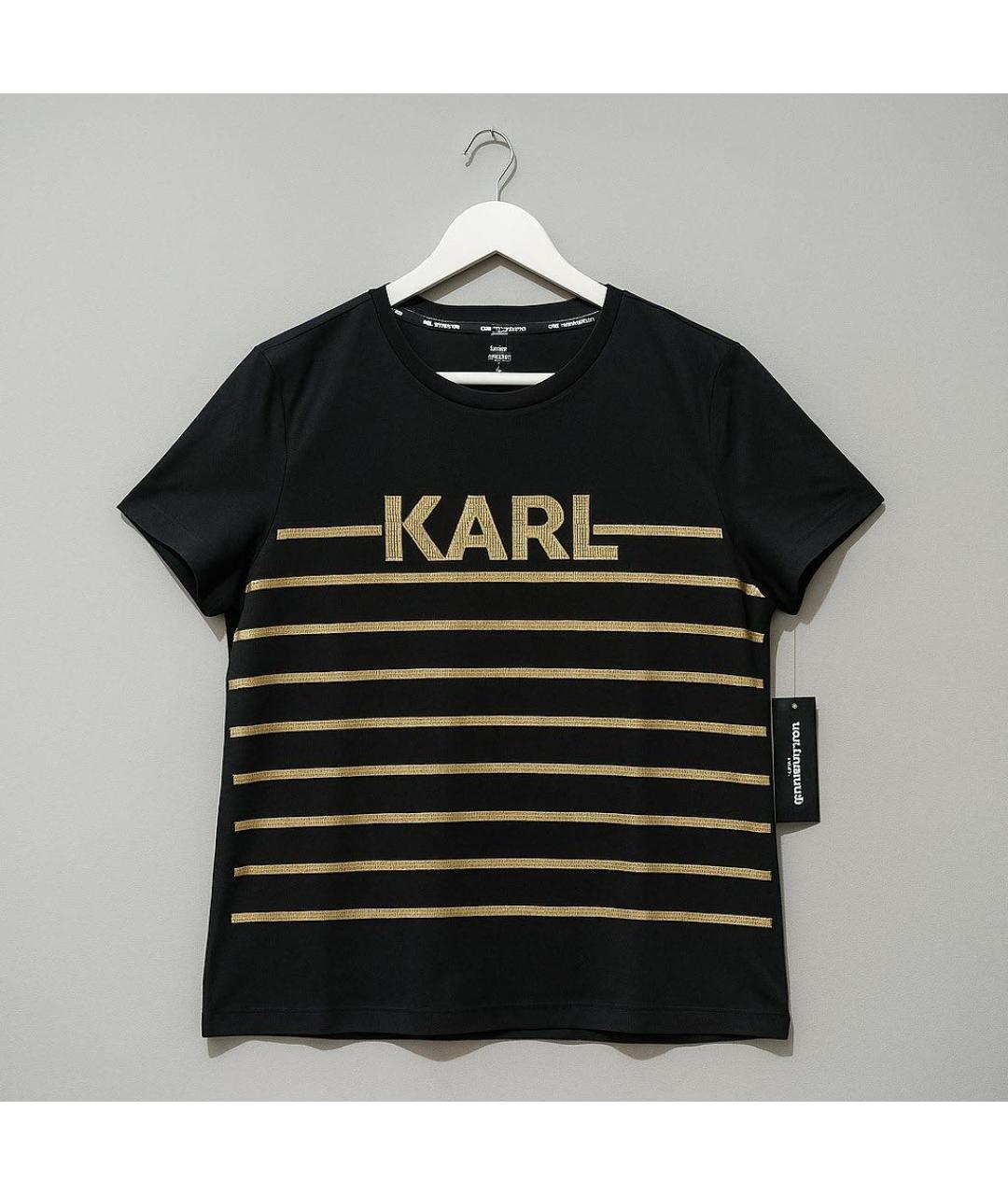 KARL LAGERFELD Черная хлопко-эластановая футболка, фото 7