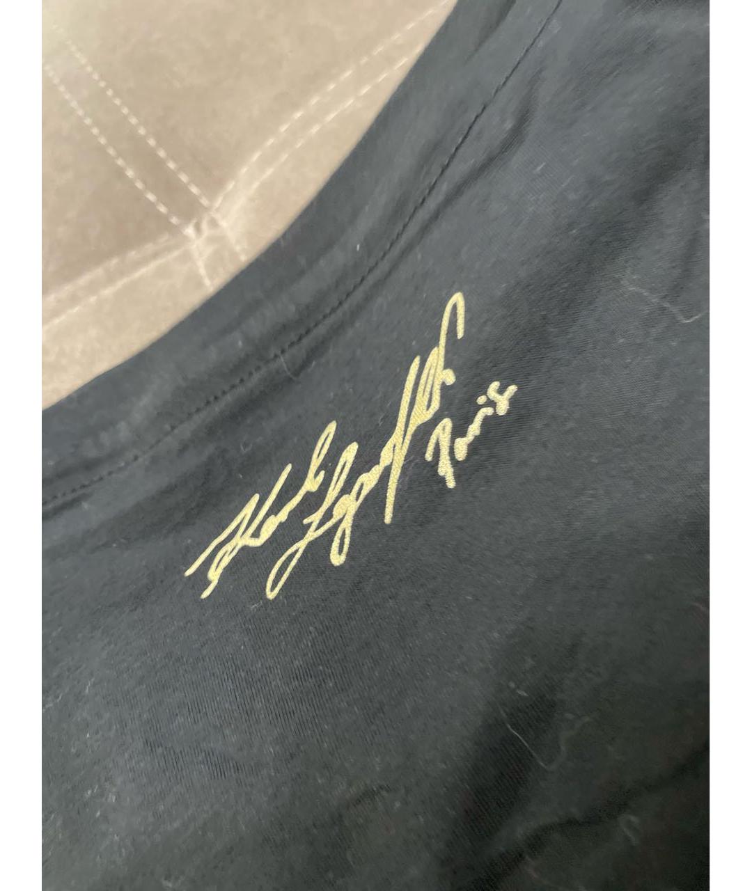 KARL LAGERFELD Черная хлопко-эластановая футболка, фото 5