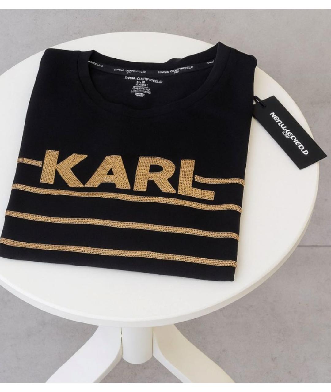 KARL LAGERFELD Черная хлопко-эластановая футболка, фото 2