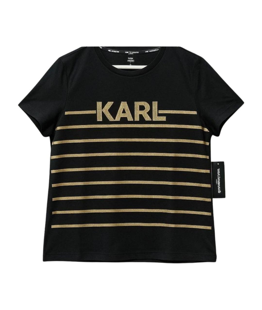 KARL LAGERFELD Черная хлопко-эластановая футболка, фото 1